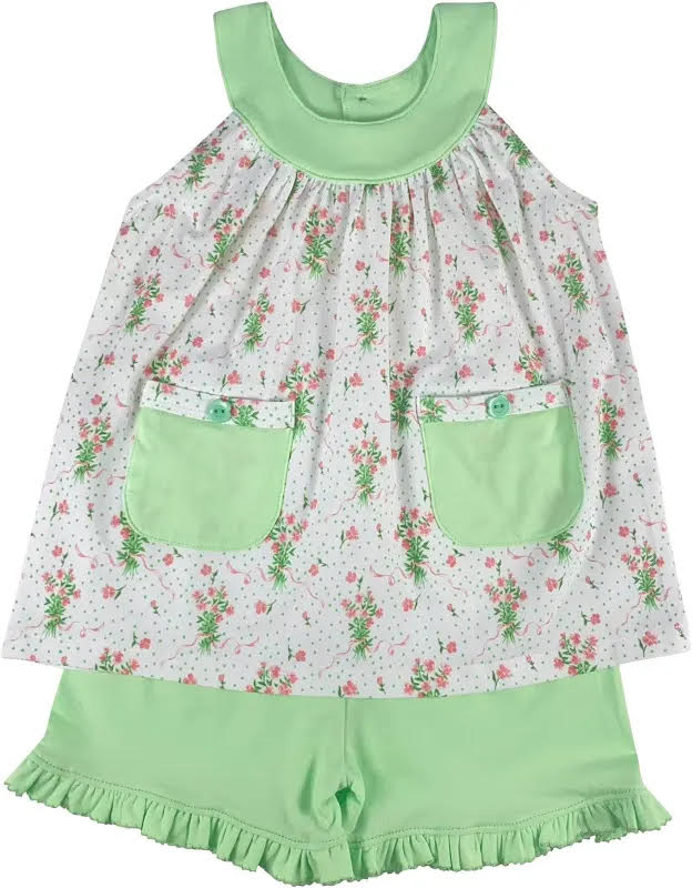 Short Set Light Green Floral