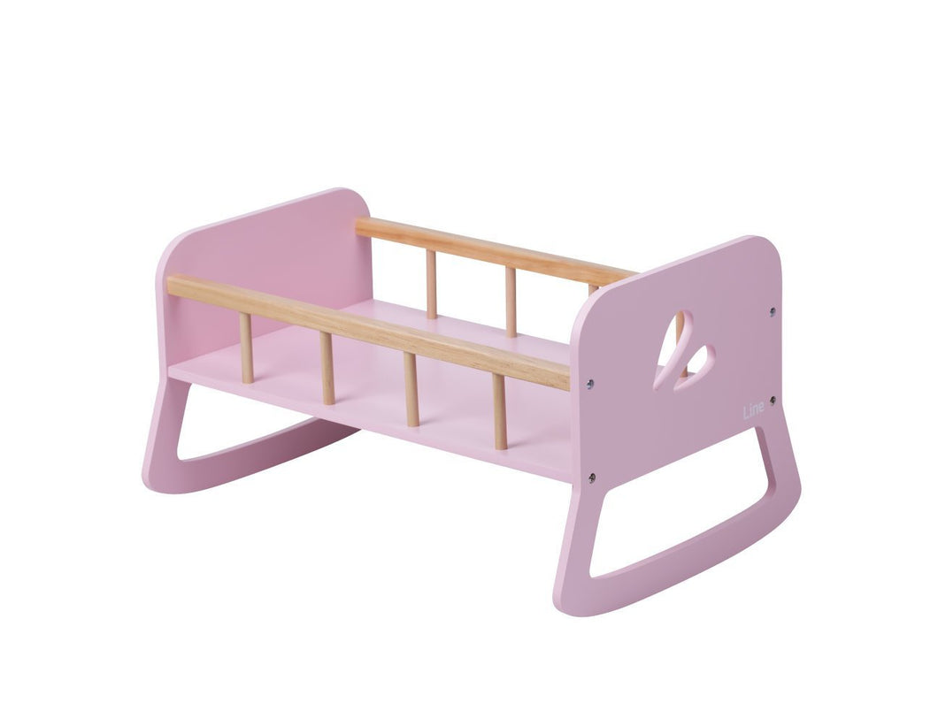 Doll Bed Wooden Pink
